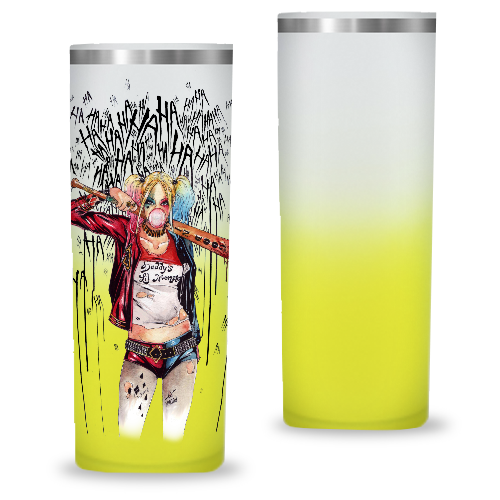 Copo Long Drink | 350ml | Amarelo Degradê | Borda Prata