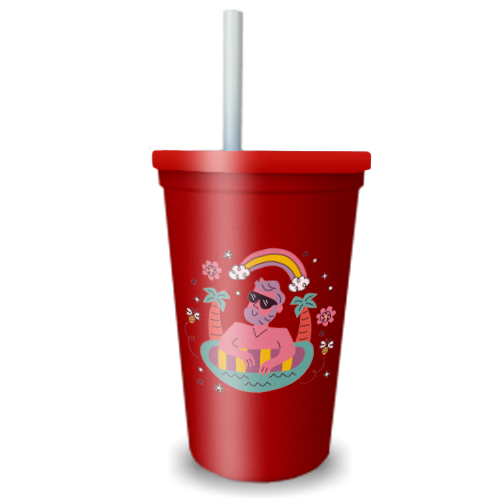 Copão | 700ml | Vermelho | Com Tampa Vermelho e Canudo